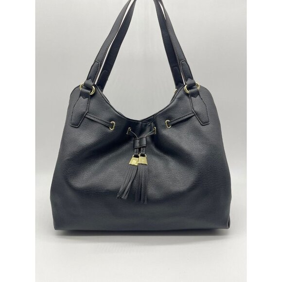LIZ CLAIRBORNE faux-leather tassel front women's shoulder bag - BLACK - Picture 1 of 6